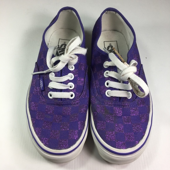 purple glitter checkered vans